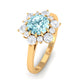 Anillo de compromiso llamativo de aguamarina natural de 0,8 CT con halo de diamantes