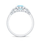 Natural 1 Carat Oval Aquamarine Statement Engagement Ring with Diamond