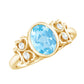 Natural 1 Carat Oval Aquamarine Statement Engagement Ring with Diamond