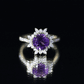 Natural 2 Carat Amethyst Statement Engagement Ring with Moissanite Halo