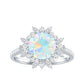 Natural 2 Carat Opalescent Halo Engagement Ring with Moissanite