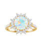 Natural 2 Carat Opalescent Halo Engagement Ring with Moissanite