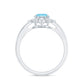 1 Carat Oval Engagement Ring with Real Aquamarine and Diamond
