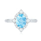 1 Carat Oval Engagement Ring with Real Aquamarine and Diamond