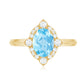1 Carat Oval Engagement Ring with Real Aquamarine and Diamond