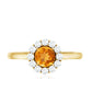 Natural Citrine Promise Ring with Diamond Halo