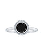 2 Carat Round Shape Black Onyx Solitaire Ring in Bezel Setting