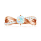 Natural Ethiopian Rainbow Opal Diamond Engagement Ring with Twisted Shank