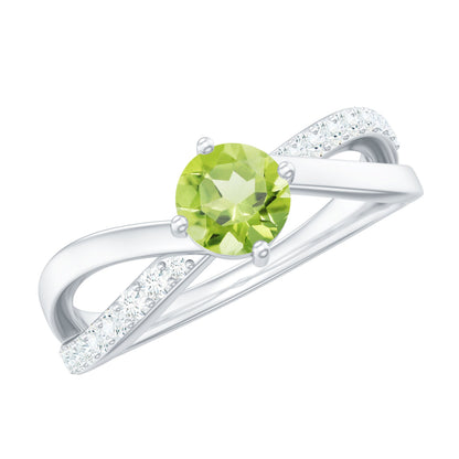 Natural 0.5 Carat Peridot Infinity Promise Ring with Diamond