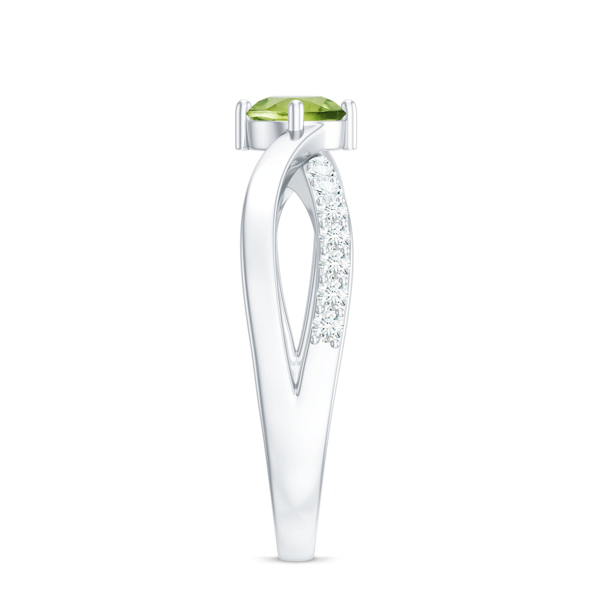 Natural 0.5 Carat Peridot Infinity Promise Ring with Diamond