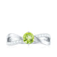 Natural 0.5 Carat Peridot Infinity Promise Ring with Diamond