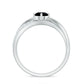Certified Real Black Spinel Promise Ring with Diamond