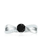 Certified Real Black Spinel Promise Ring with Diamond