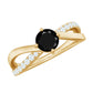 Certified Real Black Spinel Promise Ring with Diamond