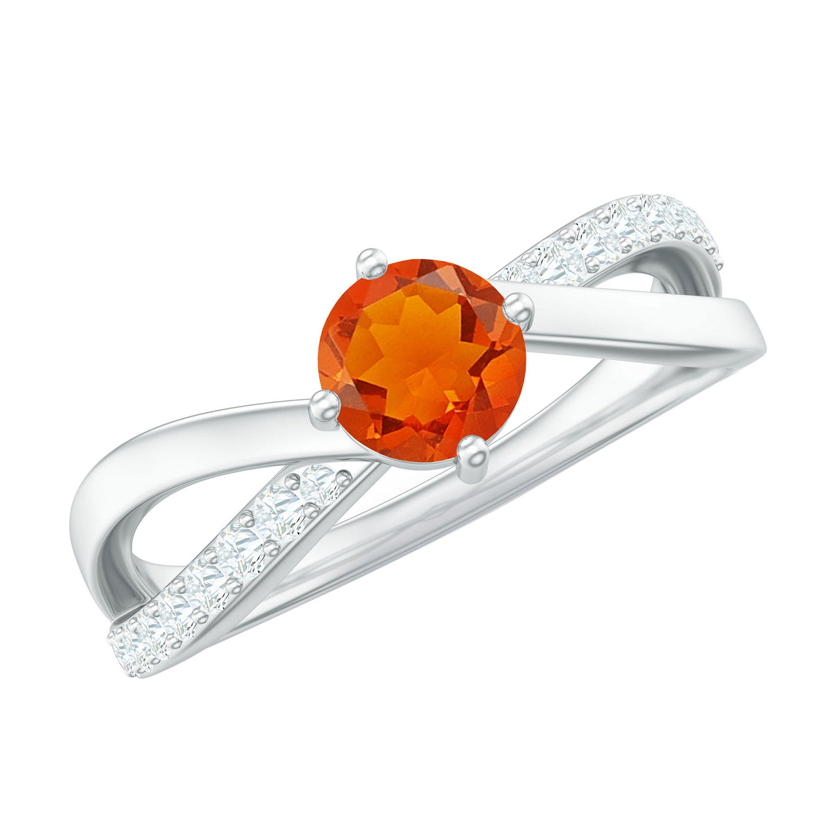 Anillo de compromiso de ópalo de fuego de 0,4 quilates e infinito de diamantes