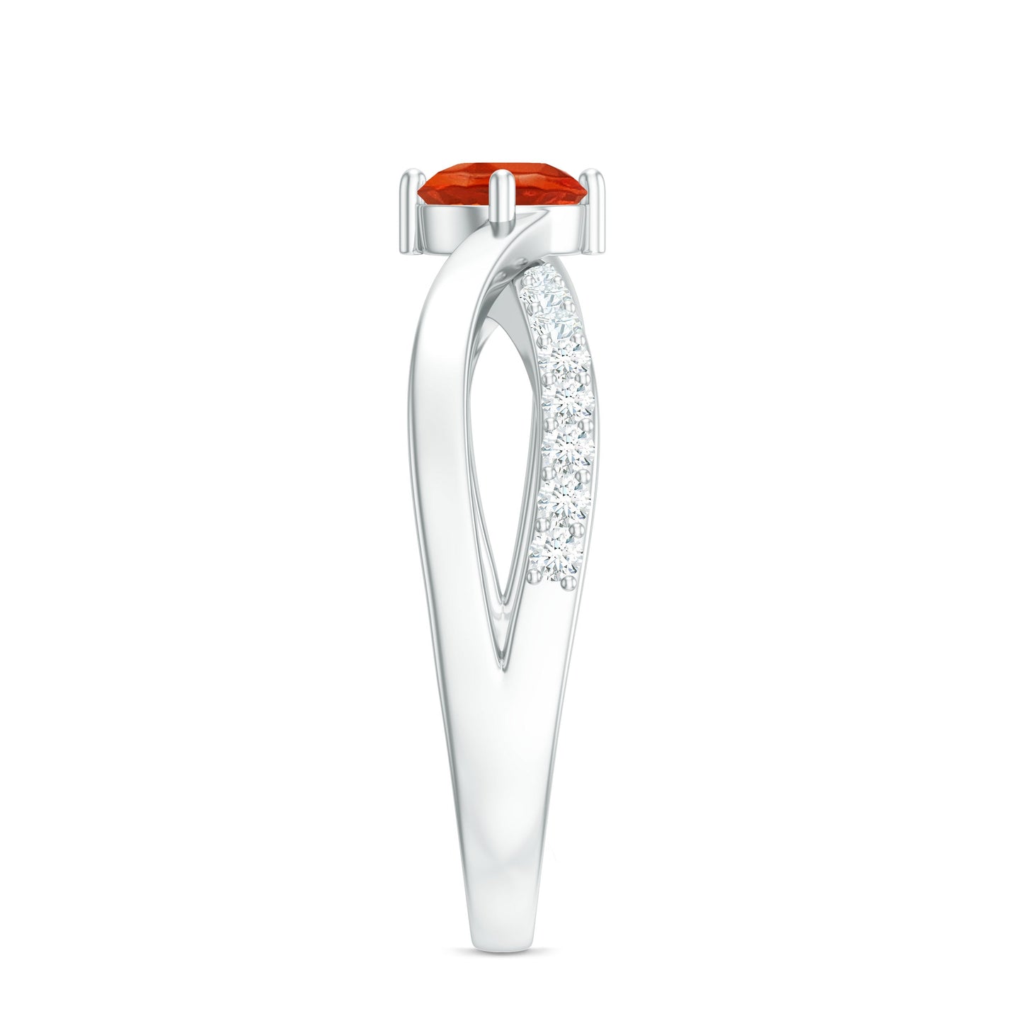 Anillo de compromiso de ópalo de fuego de 0,4 quilates e infinito de diamantes