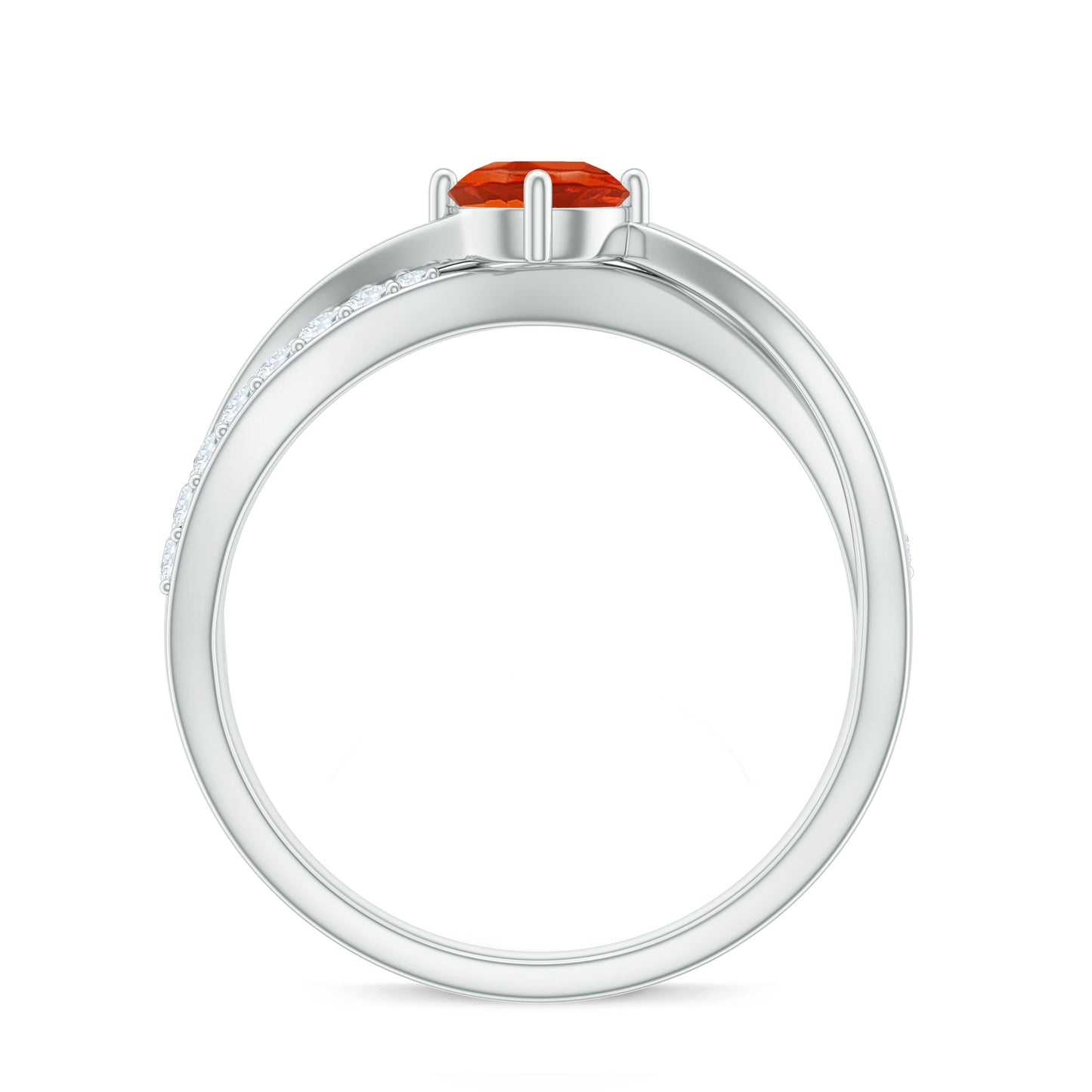 Anillo de compromiso de ópalo de fuego de 0,4 quilates e infinito de diamantes