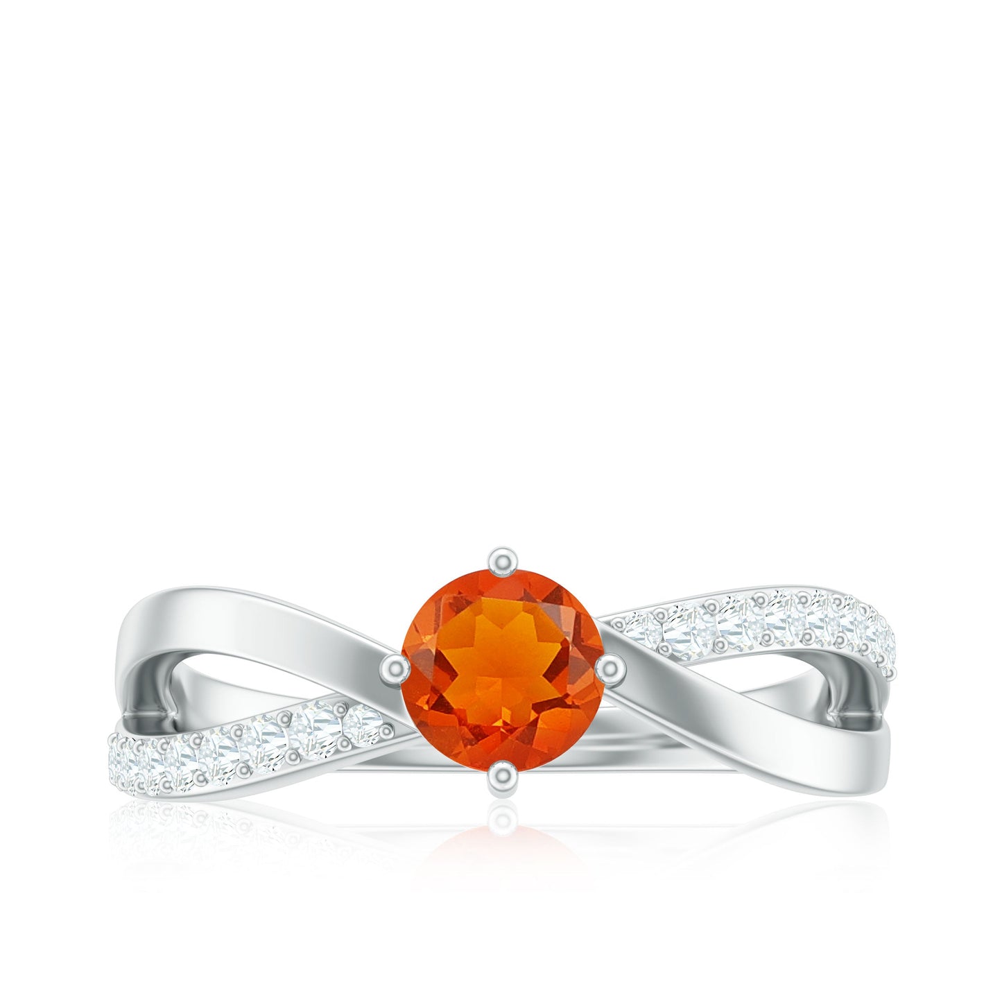 Anillo de compromiso de ópalo de fuego de 0,4 quilates e infinito de diamantes