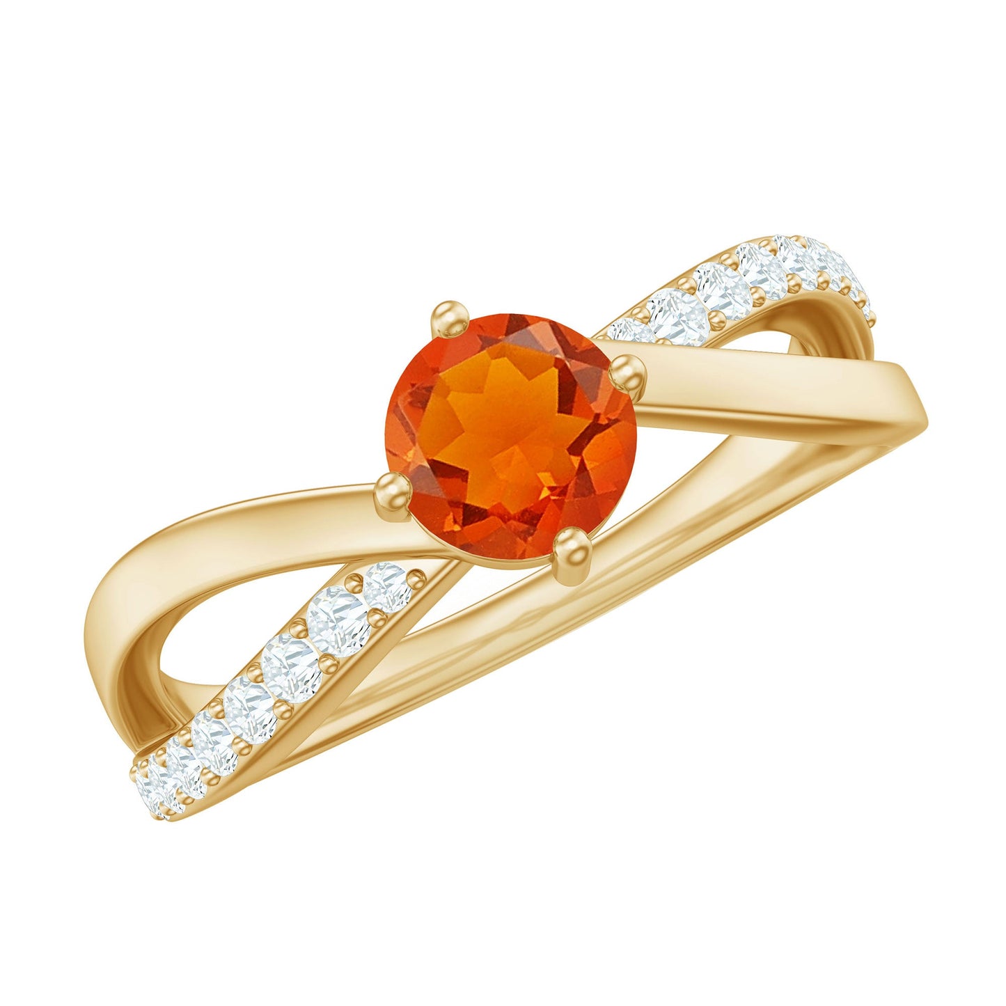 Anillo de compromiso de ópalo de fuego de 0,4 quilates e infinito de diamantes