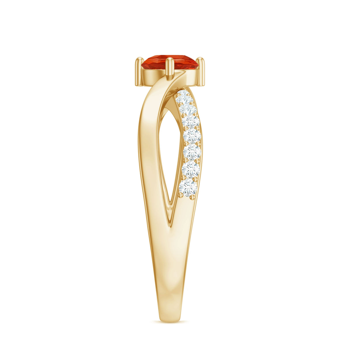 Anillo de compromiso de ópalo de fuego de 0,4 quilates e infinito de diamantes