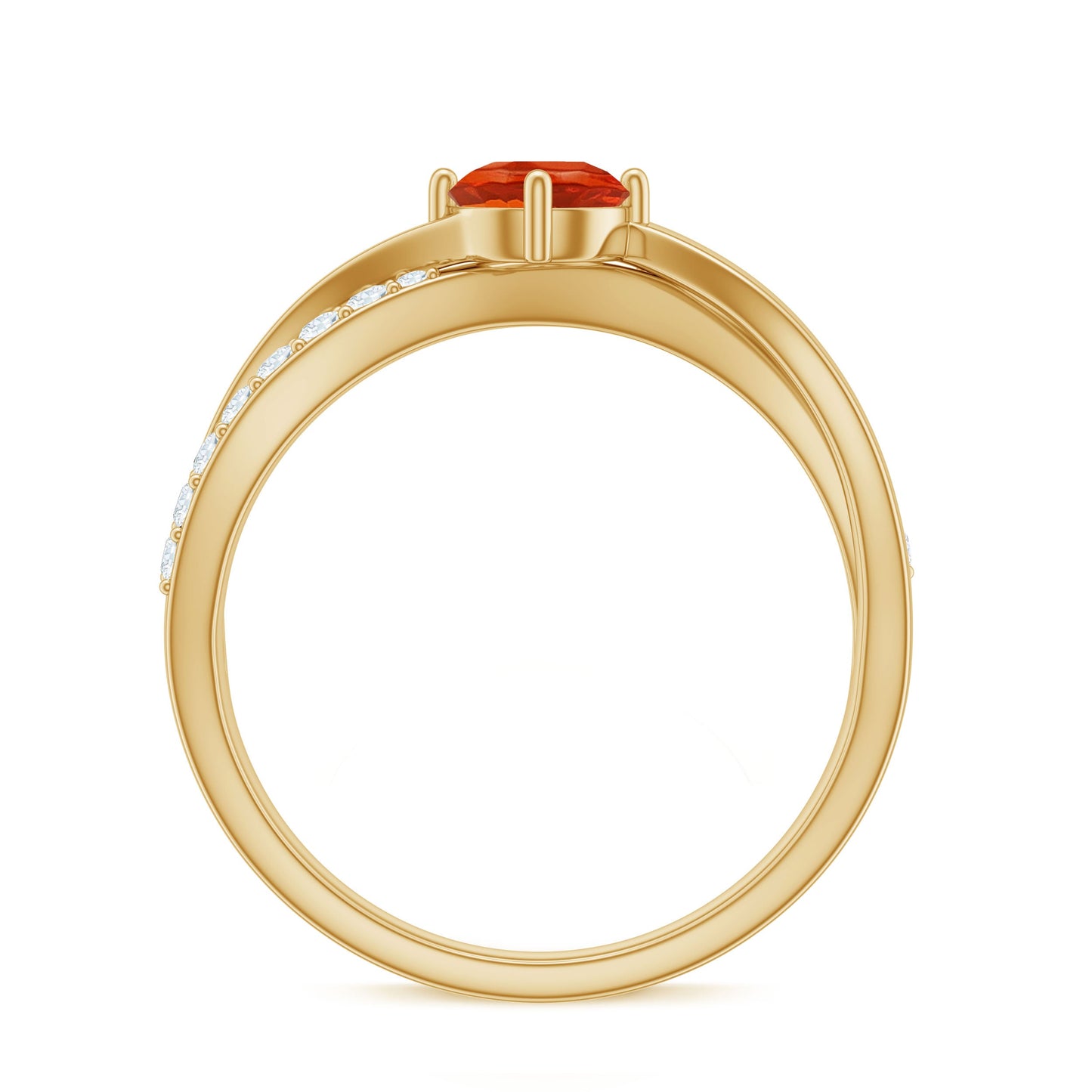 Anillo de compromiso de ópalo de fuego de 0,4 quilates e infinito de diamantes