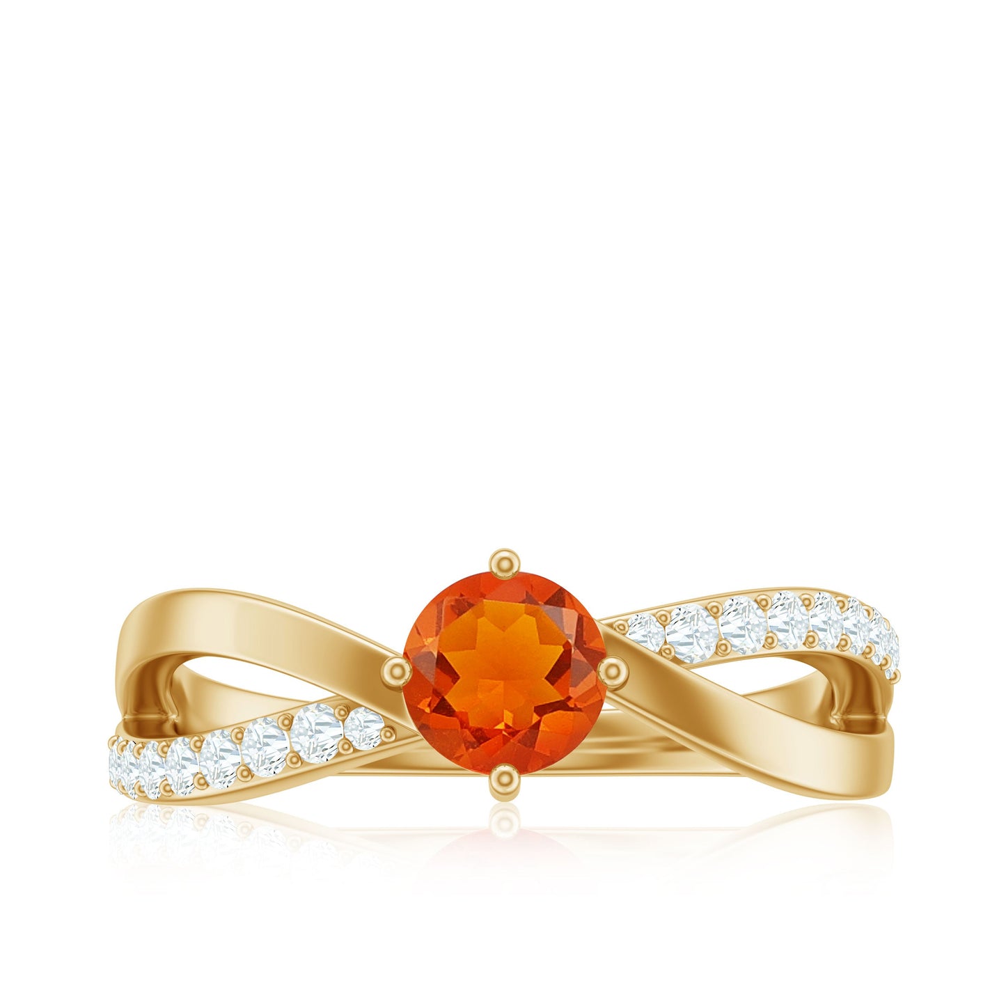 Anillo de compromiso de ópalo de fuego de 0,4 quilates e infinito de diamantes