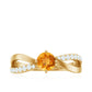 Certified Real Citrine Engagement Ring with Diamond Criss Cross Shank