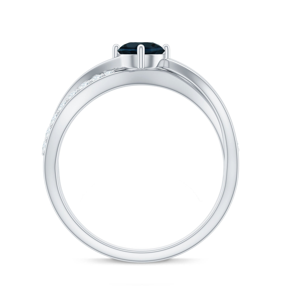 Certified London Blue Topaz Proposal Ring With Diamond