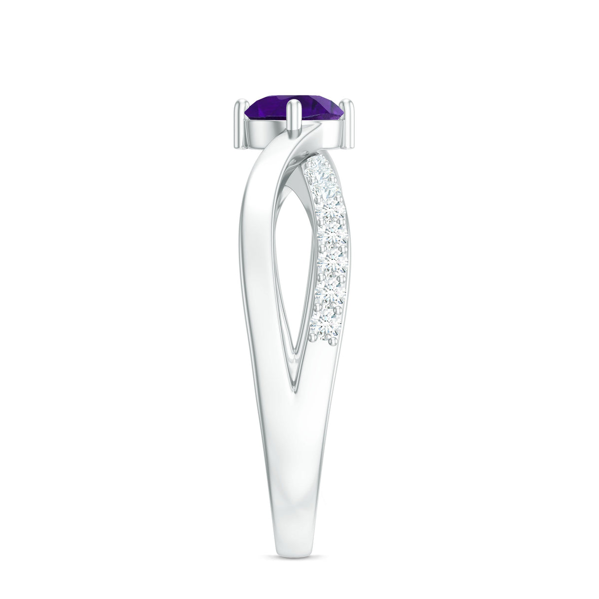 Real Amethyst Diamond Infinity Engagement Ring for Women