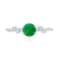 Anillo de promesa en forma de hoja con esmeraldas y diamantes naturales
