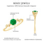 Anillo de promesa en forma de hoja con esmeraldas y diamantes naturales