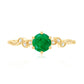 Anillo de promesa en forma de hoja con esmeraldas y diamantes naturales