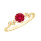 Anillo de promesa de hojas con rubí y diamante creados en laboratorio