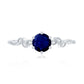 Anillo de Promesa Inspirado en Hojas con Zafiro Azul Genuino y Diamantes