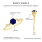 Anillo de Promesa Inspirado en Hojas con Zafiro Azul Genuino y Diamantes