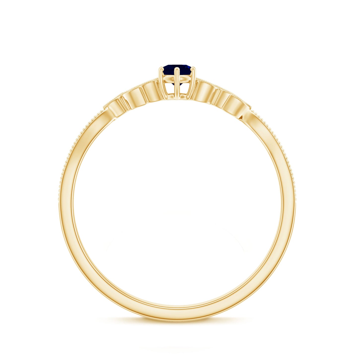 Anillo de Promesa Inspirado en Hojas con Zafiro Azul Genuino y Diamantes
