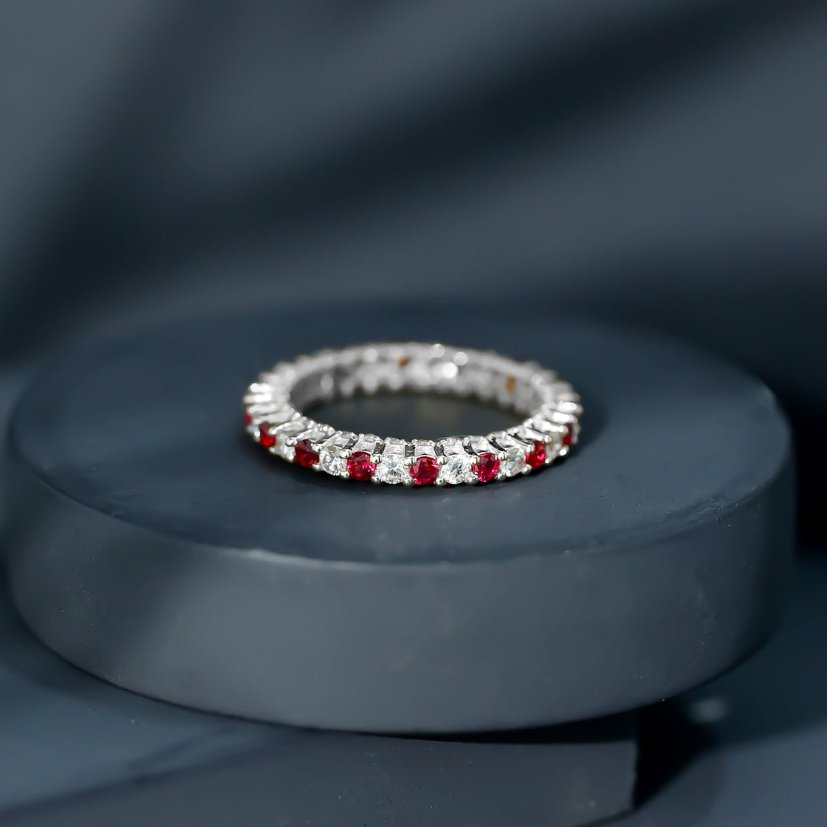 Natural Ruby Diamond Eternity Ring for Anniversary
