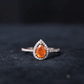 Real 0.6 Carat Fire Opal Teardrop Engagement Ring with Diamond Halo