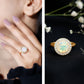 Vintage Inspired 2 Carat Opalescent Engagement Ring with Diamond Halo