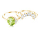 Real 1 Carat Oval Peridot Engagement Ring with Diamond Wedding Band