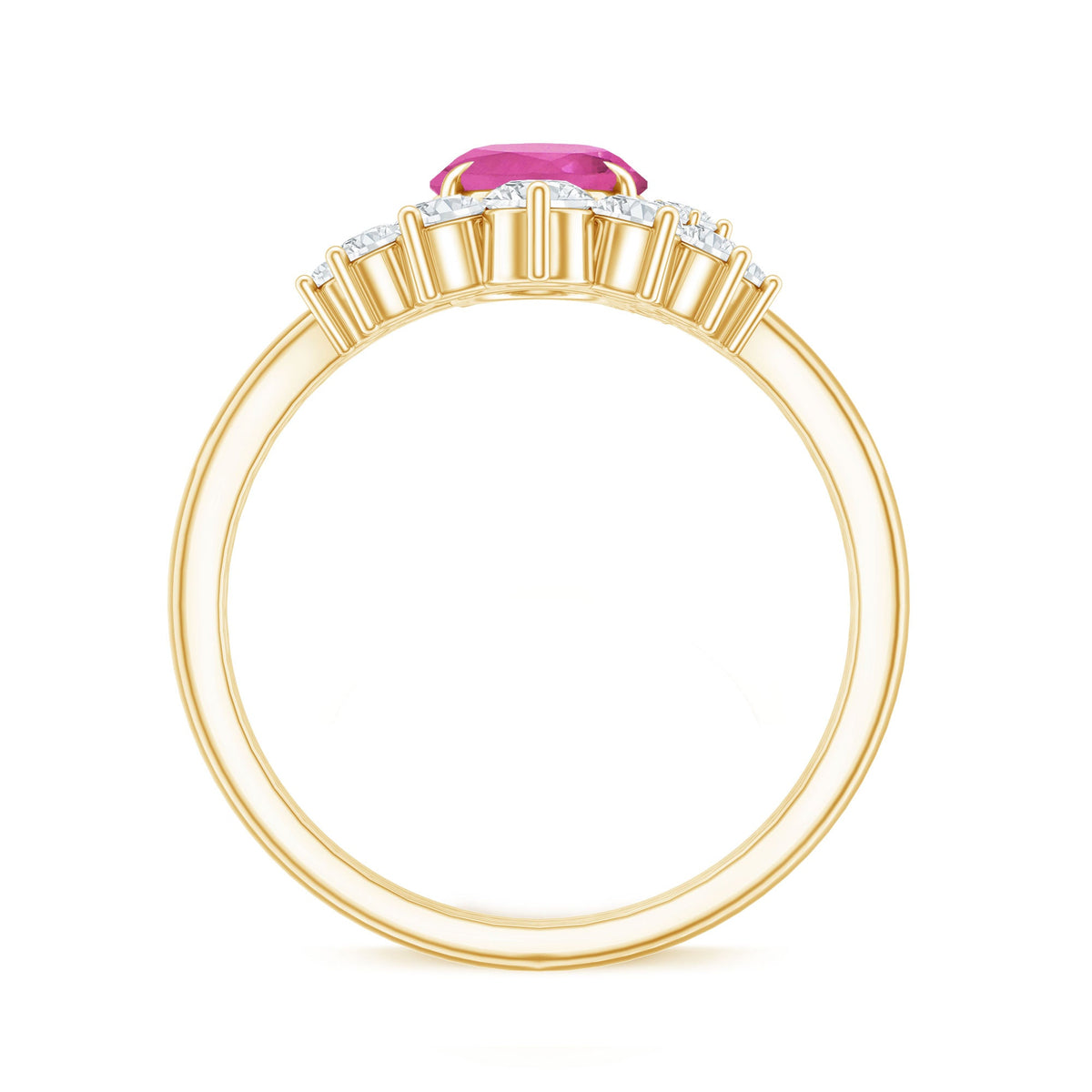 1 Carat Oval Pink Tourmaline and Diamond Wedding Ring Set