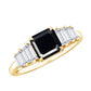 Anillo de Compromiso con Ónix Negro Talla Asscher y Moissanita Baguette