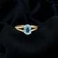 Genuine Oval Aquamarine Solitaire Engagement Ring in Split Shank
