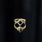 Real Black Onyx and Diamond Princess Cut Engagement Ring With Ring Guard