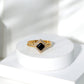 Real Black Onyx and Diamond Princess Cut Engagement Ring With Ring Guard