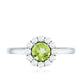 Natural Half Carat Peridot Engagement Ring with Diamond Halo