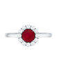 Anillo de compromiso de rubí natural de 0.6 quilates con halo de diamantes