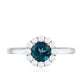 Certified London Blue Topaz and Diamond Halo Engagement Ring