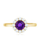 Natural Amethyst Engagement Ring with Diamond Halo for Women