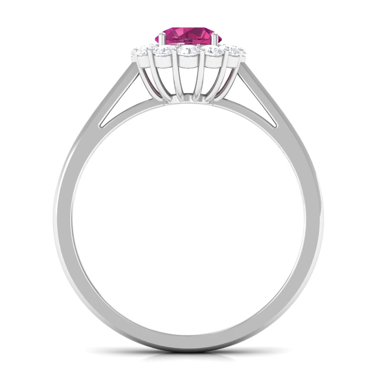 0.45 Carat Pink Tourmaline and Diamond Halo Engagement Ring